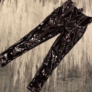 Black patent leather pants